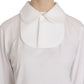 Dolce & Gabbana White Cotton Longsleeve Collared Blouse