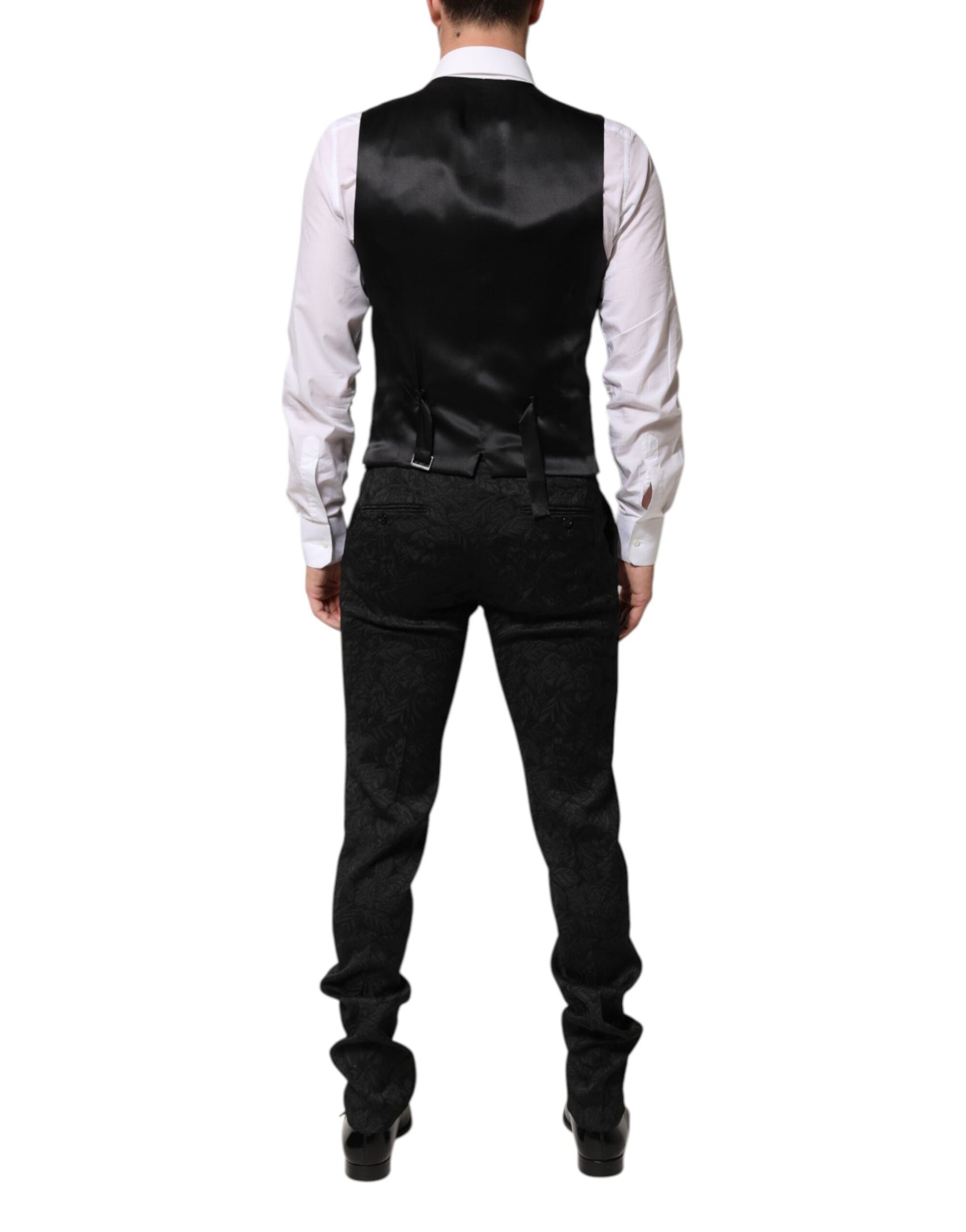 Dolce & Gabbana Black 3 Piece Brocade Jacquard Suit MARTINI