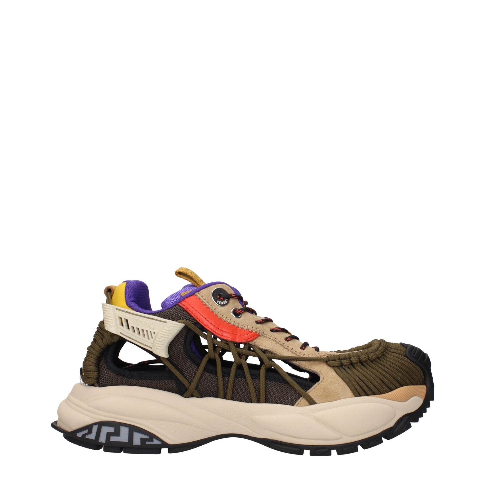 Versace Beige Leather Athletic Sneakers
