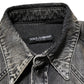 Dolce & Gabbana Black Washed Cotton Snap Long Sleeve Casual Shirt