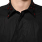 Dolce & Gabbana Black Cotton Embellished Collar Men’s Shirt