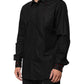 Dolce & Gabbana Black Cotton Embellished Collar Men’s Shirt