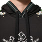 Dolce & Gabbana KING Black Orchid Floral Crown Logo Hoodie Sweater