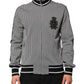 Dolce & Gabbana Black White Houndstooth Wool Crest Jacket Sweater