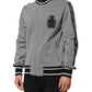 Dolce & Gabbana Black White Houndstooth Wool Crest Jacket Sweater