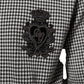 Dolce & Gabbana Black White Houndstooth Wool Crest Jacket Sweater