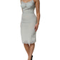 Dolce & Gabbana Light Blue Silk Lace Midi Bodycon Slip Dress