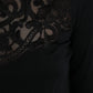 Dolce & Gabbana Black Silk Lace Trim Long Sleeves Blouse Top