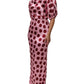 Dolce & Gabbana Pink Red Polka Dot Silk Satin Maxi Gown Dress