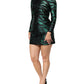 Dolce & Gabbana Black Green Metallic Jacquard Mini Long Dress