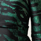 Dolce & Gabbana Black Green Metallic Jacquard Mini Long Dress