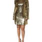 Dolce & Gabbana Gold Sequin Long Sleeve Mini Dress