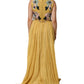 Dolce & Gabbana Yellow Silk Floral Embroidered Maxi Dress