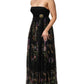 Dolce & Gabbana Black Floral Key Print Crystal Strapless Dress