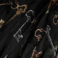 Dolce & Gabbana Black Floral Key Print Crystal Strapless Dress