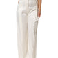 Brian Dales White Viscose Linen Wide Leg Palazzo Womens Pants