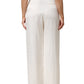 Brian Dales White Viscose Linen Wide Leg Palazzo Womens Pants