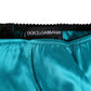 Dolce & Gabbana Aqua Green Satin High-Waist Briefs Underwear