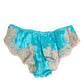 Dolce & Gabbana Blue Silk Satin Lace Trim New Slip Underwear