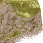 Dolce & Gabbana Green Silk Satin Lace Trim New Slip Underwear