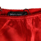Dolce & Gabbana Red Silk Satin High-Waist Briefs Women Underwear