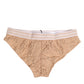 Dolce & Gabbana Beige Lace Brasiliano Briefs Logo Waistband Underwear