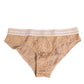 Dolce & Gabbana Beige Lace Brasiliano Briefs Logo Waistband Underwear