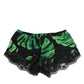 Dolce & Gabbana Black Green Tropical Print Lace Underwear