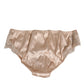 Dolce & Gabbana Rosy Beige Silk Satin Lace Trim Panty Underwear