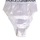 Dolce & Gabbana White Satin High-Waist Brief Logo Women Underwear