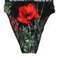 Dolce & Gabbana Black Floral Print High Waist Sheer Mesh Underwear
