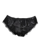 Dolce & Gabbana Black Silk Satin Lace Trim Panty  Underwear