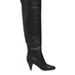 Dolce & Gabbana Black Leather Over-The-Knee DG Boots  Shoes