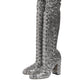 Dolce & Gabbana Shoes Silver Sequins Glitter High Heel Boot Shoes
