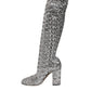 Dolce & Gabbana Shoes Silver Sequins Glitter High Heel Boot Shoes