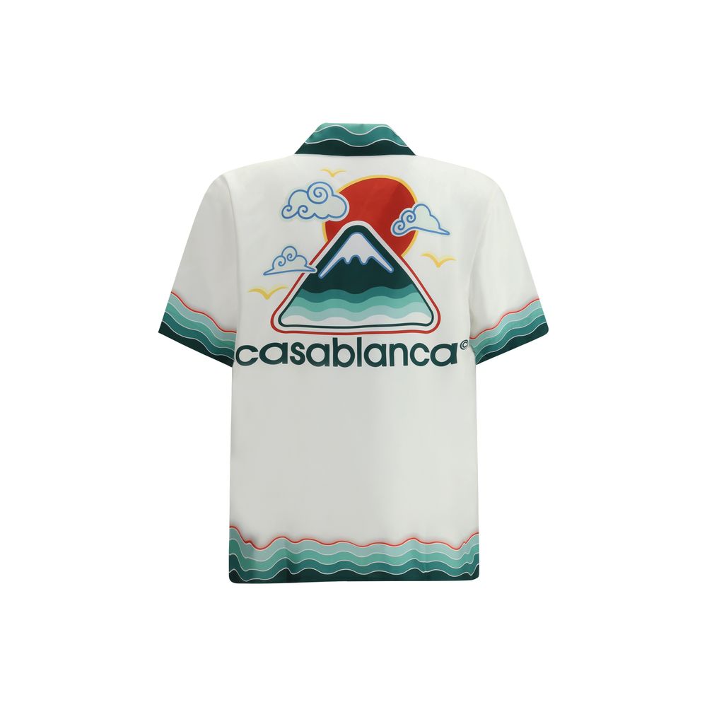 Casablanca White Silk Pattern Shirt