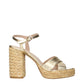 Stuart Weitzman Gold Leather Platform Sandals