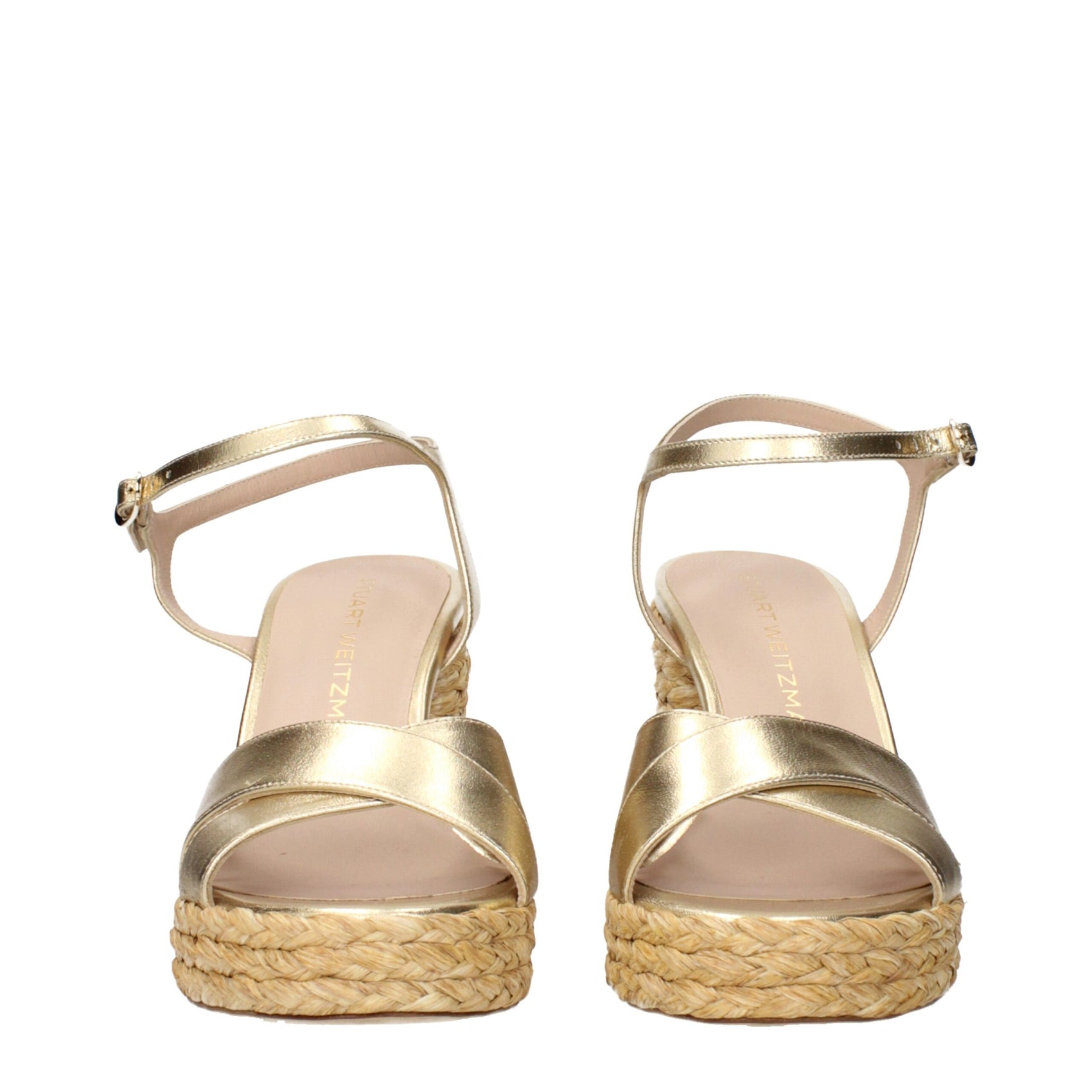 Stuart Weitzman Gold Leather Platform Sandals