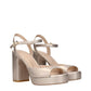 Stuart Weitzman Beige Leather Platform Sandals