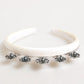 Dolce & Gabbana White Satin Palladium Silver Floral Crown Tiara Headband