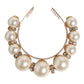 Dolce & Gabbana Gold Pearl Crystal Embellished Tiara Hair Accessory Headband