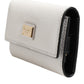 Dolce & Gabbana White Leather Card Case Holder Wallet Gold Logo Plate  Key Holder