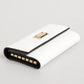 Dolce & Gabbana White Leather Card Case Holder Wallet Gold Logo Plate  Key Holder