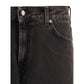 7FOR Black Cotton Straight-Leg Jeans