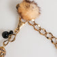 Dolce & Gabbana Gold Black Crystals Lapin Fur Filigree Choker Necklace