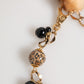 Dolce & Gabbana Gold Black Crystals Lapin Fur Filigree Choker Necklace