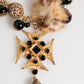 Dolce & Gabbana Gold Black Crystals Lapin Fur Filigree Choker Necklace