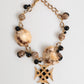 Dolce & Gabbana Gold Black Crystals Lapin Fur Filigree Choker Necklace