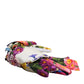Dolce & Gabbana White Multicolor Floral Silk Bow Crystal Embellished Headband