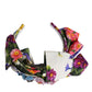 Dolce & Gabbana White Multicolor Floral Silk Bow Crystal Embellished Headband